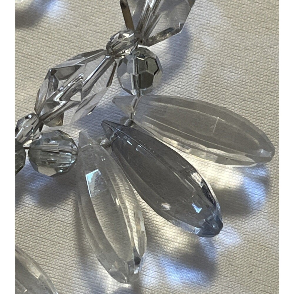 LOFT VINTAGE CHUNKY Double Chain Clear Acrylic Bead Necklace Silver Tone 18” - Picture 10 of 10